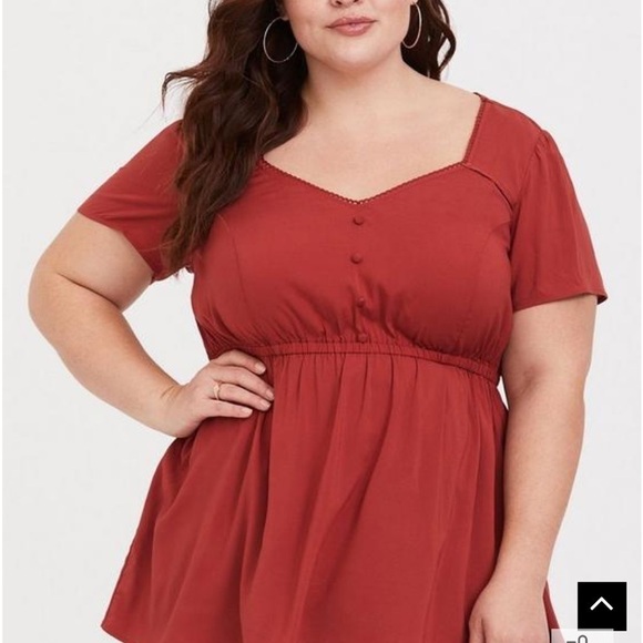 torrid Tops - TORRID • Women’s Babydoll Challis Sweetheart Top in Chili Oil Size 4X